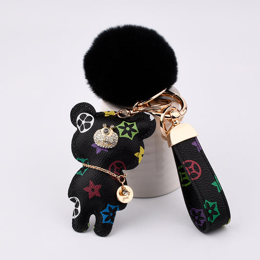 Cute Bear Fur Ball Keychain Pendant